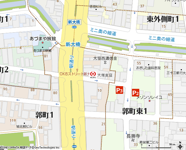 大垣支店付近の地図